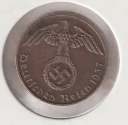 RARE WWII COPPER GERMAN WAR 1937-D WW2 GERMANY 1 REICHSPFENNIG COLLECTION COIN