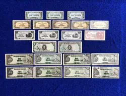 LOT OF 22 WW2 JAPANESE GOVERNMENT OCCUPATION NOTES MIXED PESOS CENTAVOS CENTS