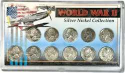 WORLD WAR 2 II SILVER WAR NICKEL COMPLETE SET OF 11 35% SILVER COINS P51 MUSTANG