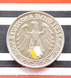 GERMAN COIN 50 REICHSPFENNIG 1938 J NICKEL SWASTIKA 3RD REICH WW2 +RARE+ PFENNIG