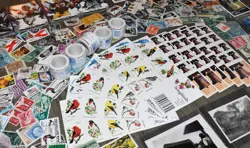 ESTATE LOT-US MILITARY PATCHES, STAMPS, WW2 ARMY PHOTO,  COOPER ROUNDS BULLION?