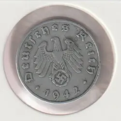 RARE WWII GERMAN PFENNIG WAR 1942-F WW2 GERMANY 5 REICHSPFENNIG COLLECTION COIN