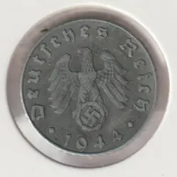 RARE WWII GERMAN PFENNIG WAR 1944-E WW2 GERMANY 5 REICHSPFENNIG COLLECTION COIN