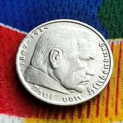 1939 J  5 MARK GERMAN WW2 SILVER COIN THIRD REICH  REICHSMARK