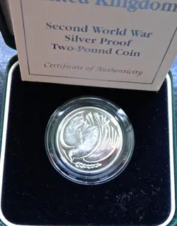 1995 DOVER OF PEACE END WW2 1945 TWO POUNDS 2 SILVER PROOF