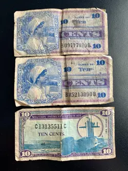 US MILITARY PAYMENT CERTIFICATE 10 CENTS MPC NOTE SERIES 661 KOREA-COLD WAR