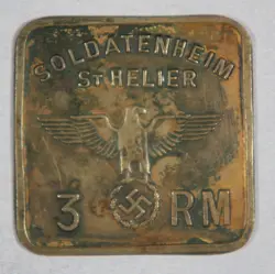 WORLD WAR 2 WWII ISLE OF JERSEY 3 RM SOLDATENHEIM ST. HELIER P.O.W. TOKEN REPRO