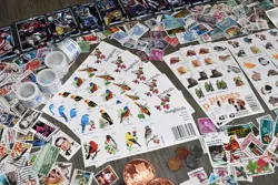 ESTATE LOT-US MILITARY PATCHES, STAMPS, WW2 ARMY PHOTO,  COPPER ROUNDS BULLION?