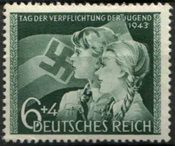 RARE ORIG WW2 HITLER YOUTH STAMP! MINT NEVER HINGED FULLY GUMMED  #1 NAZI STAMP!