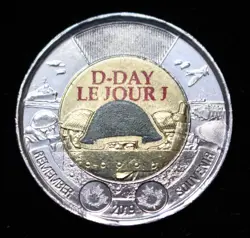 2019 CANADA 2 DOLLAR TOONIE - D-DAY PAINTED - ELIZABETH II - WW2