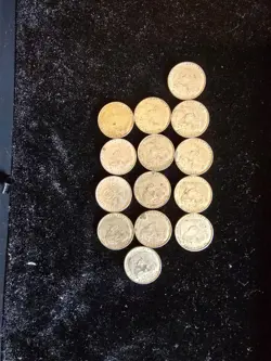 1936-1939 GERMANY SILVER 2 REICHSMARK WW2 GENUINE  SILVER COIN LOT OF 14 COINS