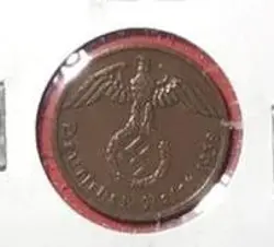 1938A GERMANY THIRD REICH SWASTIKA WORLD WAR 2! SWASTIKA! 1 PFENNIG!