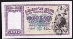 ALBANIA ---WW2 ---  100  FRANGA  1939-1944 ---- F ----