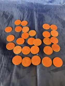 LOT OF 28 RED POINT TOKEN OPA POINT WORLD WAR 2 WWII RATION COINS