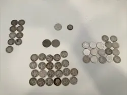 US SILVER JUNK LOT- SILVER WW2 NICKELS & SILVER MERCURY DIMES (52 TOTAL COINS)