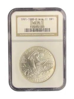 1991-1995-D WWII WORLD WAR 2 D-DAY COMMEMORATIVE SILVER DOLLAR NGC MS70