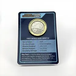 FIRST WORLD WAR 2 TWO POUND COIN 1914 - 1918 2016 & CHANGE CHECKER TRADING CARD