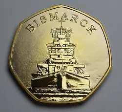 GERMAN BATTLESHIP BISMARCK 24CT GOLD COMMEMORATIVE. PURSUIT & SINKING, WW2 NAVY