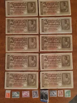 WWII GERMANY 20 REICHSMARK - WAR NOTE LOT GERMAN 18 COLLECTIBLE WW2 COLLECTION