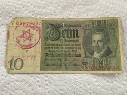 GERMAN   WW2 BANKNOTE WITH MILITARY   STAMP GHETTO  WARSAW
