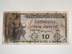 VIETNAM WAR ERA 10 CENTS MILITARY PAYMENT CERTIFICATE  SERIES 481