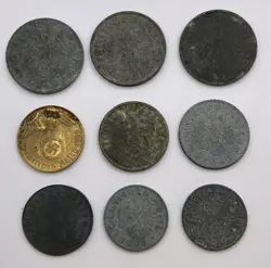 WW2 1938-1944 NAZI GERMANY 10/5/1 REICHSPFENNIG COINS LOT