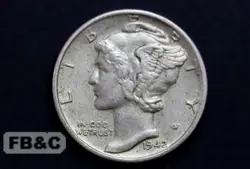 WW2 1942 UNITED STATES MERCURY 1 DIME SILVER COIN KM#140