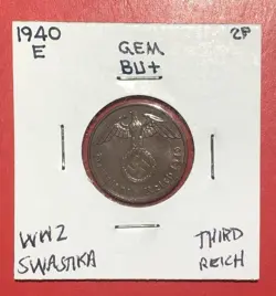 1940E GERMANY THIRD REICH SWASTIKA WORLD WAR 2! SWASTIKA! 2 PFENNIG!