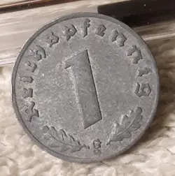 1942 G , WW2  1 REICHSPFENNIG ~ GERMAN ~ GERMANY, HEAVILY CIRCULATED COIN