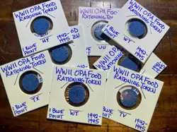 ?? 1 RANDOMLY SELECTED WWII WORLD WAR 2 OPA BLUE POINT RATIONING TOKEN 1942-45