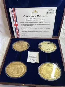 WINDSOR MINT X4 COIN D-DAY 70TH ANNIV 83 X 62MM BOXED SET WITH COA CASED WW2