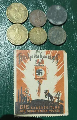 NAZI GERMAN THIRD REICH WW2 6 COIN LOT 5 & 10 PFENNIG  1937-1941 + POSTAGE STAMP