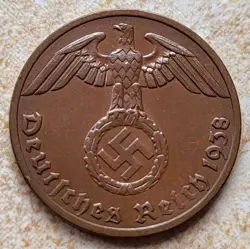 ? NAZI THIRD REICH - GERMAN WW2 1 PFENNIG, 1938. HIGH GRADE!