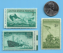 US WW2 1943 P STEEL PENNY & IWO JIMA MARINES COAST GUARD STAMP LOT WW2 ERA   #8