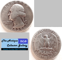 1939 US PHILADELPHIA MINT SILVER WASHINGTON QUARTER?PRE WORLD WAR 2?