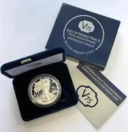 2020-W PROOF AMERICAN SILVER EAGLE V75 PRIVY END WORLD WAR 2 - IN U.S. MINT OGP!