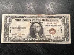 1935 A $1 HAWAII OVER PRINT SILVER CERTIFICATE WW2 EMERGENCY ISSUE CRISP NOTE *2
