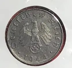 1944G GERMANY THIRD REICH SWASTIKA WORLD WAR 2! SWASTIKA! 10 PFENNIG! OLD COIN!