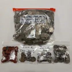 800 US JUNK COIN LOT- JEFFERSON NICKELS, INDIAN HEAD, WW2 SILVER & OPA TOKENS
