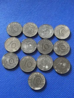 ANTIQUE GERMAN COINS WW2 3RD REICH SYMBOL 10 PFENNIG LOT OF (13) 1941-1944