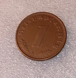 1937 WORLD WAR 2  1 REICHSPFENNIG~ GERMANY, HAS FLAWS  , SEE PHOTOS!!
