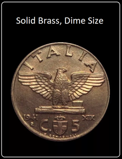 ITALY 5 CENTESIMI - WW2 ERA BRASS COIN - MUSSOLINI FASCIST EAGLE - FREE SHIPPING