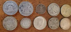 10 OLD WORLD SILVER & USA COIN LOT - EARLY 1916-1967 ALL SILVER WW2 - FAST SHIP