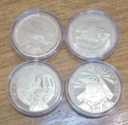 SET OF FOUR 2020 GIBRALTAR GOLD-PLATED CROWNS WW2 THIS WAS THEIR FINEST HOUR