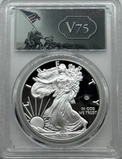 2020 W END OF WORLD WAR II SILVER EAGLE V75 WW2 PCGS PF68 FIRST STRIKE