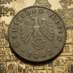 GERMANY  1942 A 10  REICHSPFENNIG  3RD REICH WW2 PFENNIG RP