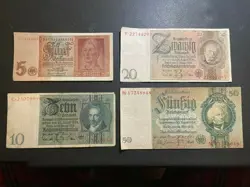 SET OF GERMAN WW2 REICHSMARK BANKNOTES