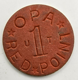 OPA RED POINT TOKEN U-T WAR RATION WW2 VINTAGE OLD COIN UT FREE SHIP!