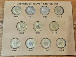 WW2 JEFFERSON SILVER WAR ERA NICKELS SET 1942-1945 NO RESERVE