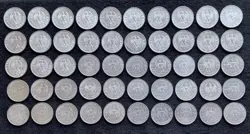 THIRD REICH WW2 GERMAN 5 REICHSMARKS SET 50 SILVER COINS 1937-1939 , MANY MINTS